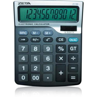 Imagem de Calculadora de Mesa 12 Dígitos Zeta com Visor Grande e Alimentação SOL