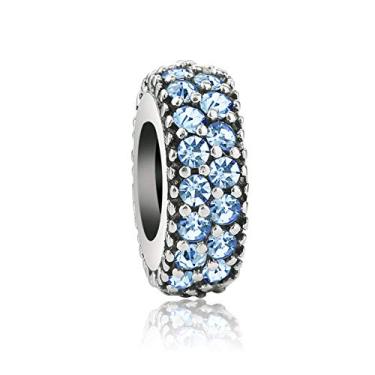 Imagem de QeenseKc Pingente espaçador com 12 pedras do mês de nascimento, para pulseira Pandöra, Metal Strass Cristal, Cristal sintético