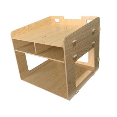 Imagem de Esquirla Suporte de Impressora de 3 Camadas, Organizador de, Economia de Espaço, Rack de Armazenamento de Mesa para Notebooks, Letras, Café, Apartament, Madeira