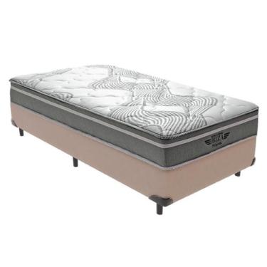 Imagem de Cama Box Bege e Colchão Ibiza Molas Superlastic Solteiro V-Store 88x18
