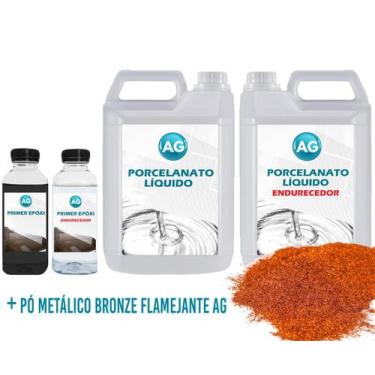 Imagem de Kit Porcelanato Liquido Metálico Cobre Flamejante Ag Por M - Resinas A