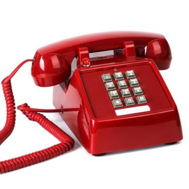 Imagem de Sangyn Telefone fixo retrô clássico 2500 analógico de mesa com indicador de toque mecânico vintage com fio telefone antigo para casa, escola, hotel, escritório