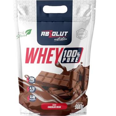 Imagem de Absolut Nutrition, Whey 100% Pure, 21 gramas de proteína, adoçado com stevia, Mono Sabor, Sabor chocolate belga, Pouch, 900 gramas