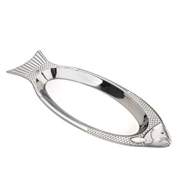 Imagem de 1 Unidade Prato De Peixe Prato De Escaldar Retangular Prato De Armazenamento De Lanche Bandeja De Tv Pratos De Aperitivo De Cerâmica 4º Filho Prato De Salada Aço Inoxidável Comida