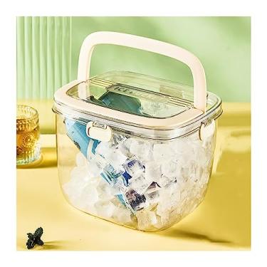 Imagem de balde de vinho Balde de gelo com tampa vedação, alça e clipe, bolsa plástico para bebidas isolado para jantar ao ar livre Refrigerador de cerveja(Beige)