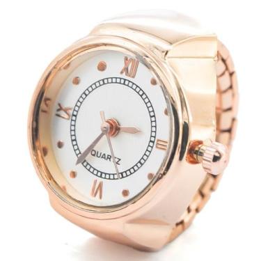 Imagem de Anel Relógio Feminino Luxo Aço Inoxidável Analógico - Bozhi, Rose