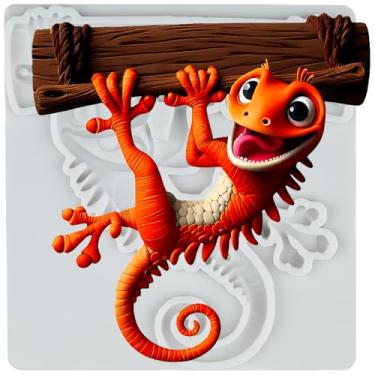 Imagem de MYPRACS Molde de silicone para fondant de lagarto para decoração de bolo de açúcar, topo de cupcake, pasta de goma de chocolate, argila de polímero