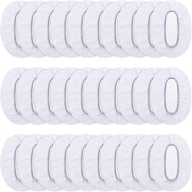 Imagem de Pacote com 100 capas de ouvido descartáveis para chuveiro, toucas de plástico impermeável, protetores de ouvido para tintura de cabelo, secador de cabelo, banho