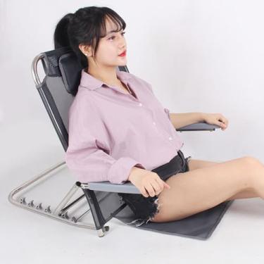 Imagem de Encosto de cama ajustável de 6 engrenagens com apoio de braço respirável para sentar nas costas suporte dobrável para leitura de cadeira descanso de cama com travesseiros de cabeça (D com apoios de