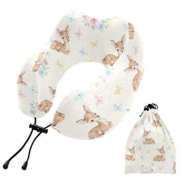 Imagem de Burbuja Almofada de pescoço fulvo para viagem, almofada de viagem de espuma viscoelástica para suporte de cabeça de carro de avião dormindo, lavável na máquina e portátil