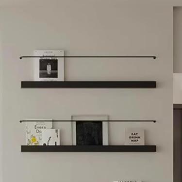 Imagem de Suporte de revista montado na parede de metal preto - 2 peças organizador de arte de ferro para arquivos, jornais e revistas - solução de armazenamento elegante para casa e escritório