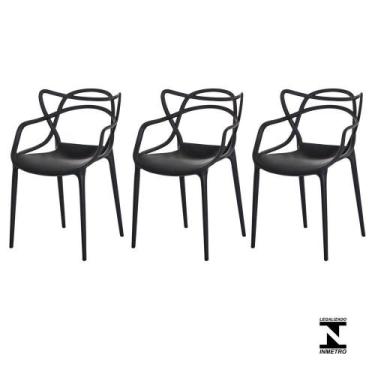 Imagem de Kit 3 Cadeiras Allegra Preta Sala Cozinha Jantar - WAW DESIGN