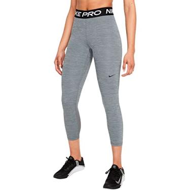 Imagem de Nike Calça legging feminina cropped de cintura média Pro 365, Cinza fumê/Htr/preto/pret...