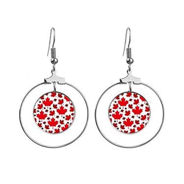 Imagem de Brincos com a bandeira de bordo canadense com folhas de sabor canadense e argola