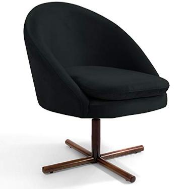 Imagem de Poltrona Decorativa Giratória Base X Rafa D02 Veludo Preto C-300 - Lyam Decor