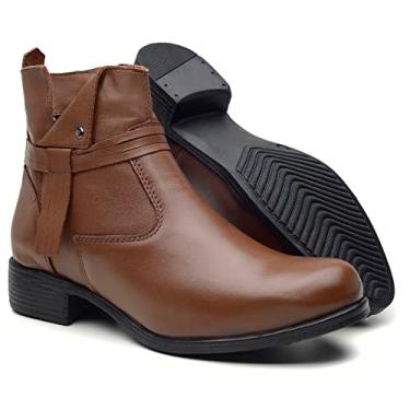 Imagem de Bota feminina cano curto botinha de couro legitimo (wisky, br_footwear_size_system, adult, numeric, numeric_34)