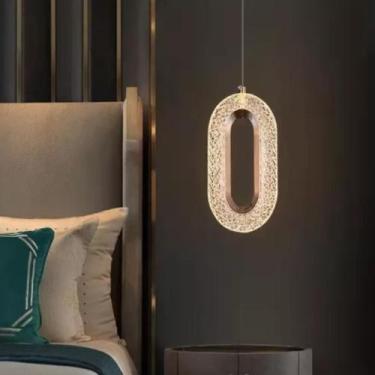 Imagem de Pendente Led Cristal Dourado Oval Luminária 12w Bivolt - AAAtop