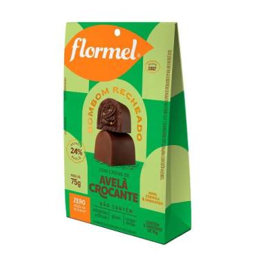 Imagem de Bombom Recheado com Creme de Avelã Crocante Sem Açúcar Flormel 75g
