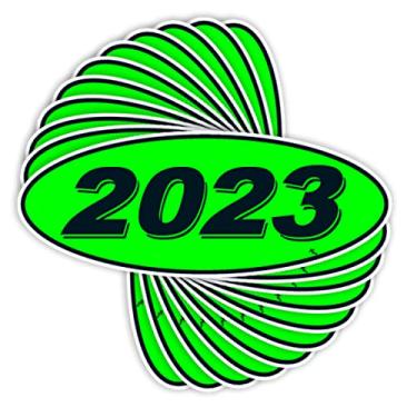 Imagem de VERSA-TAGS Adesivo de ano oval preto e verde-limão para carro revendedor de para-brisa modelo ano oval (2023)