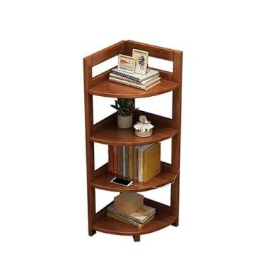 Imagem de Suporte para livros de canto de madeira maciça, prateleira de armazenamento simples para casa, quarto de estudante, estante de cabeceira, armazenamento multicamadas, prateleira de chão