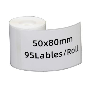 Imagem de DYKJGS Adesivos térmicos M110/120/220/221 impressora de etiquetas 1 rolo branco 50 mm x 80 mm etiquetas adesivas para escola casa (1, 50 mm x 80 mm)