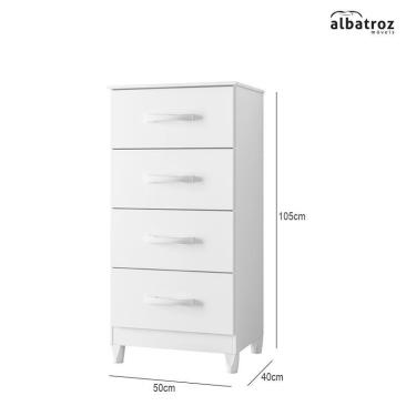 Imagem de Cômoda Mobi 4 Gavetas - Móveis Albatroz Branco Fosco