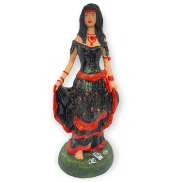 Imagem de Escultura Cigana Preta e Vermelha 23 cm em Resina - Lua Mística - 100%