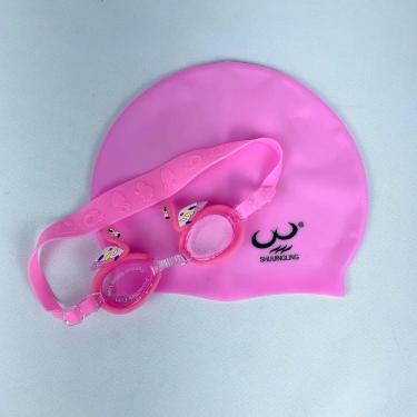 Imagem de Kit De Natação Com Touca De Silicone E óculos Para Crianças Menino Ou Menina Personagem cisne