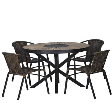 Imagem de 04 Cadeiras Floripa Em Alumínio Pintura E Mesa Atenas Trama Tabaco