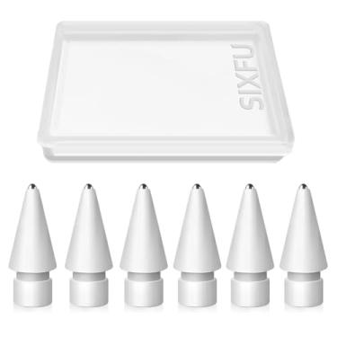 Imagem de SIXFU 6 pontas de lápis de substituição para Apple Pencil, acessórios duráveis para iPad Pro/Apple Pencil Pro/USB-C/ 1ª geração/2ª geração (ponta fina)