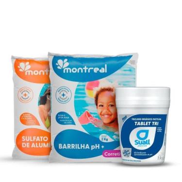 Imagem de Kit sulfato e barrilha montreal com tricolo suall p/ piscina