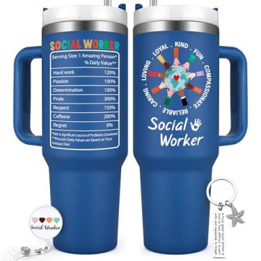 Imagem de Qtencas Presentes de assistente social para homens e mulheres, presentes de agradecimento de assistente social, copo de aço inoxidável de 1,134 g, presentes de aniversário de formatura de obras