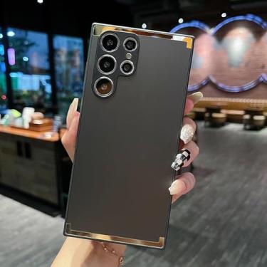 Imagem de HJZSZX Capa de celular luxuosa à prova de choque, cor sólida, fosca, TPU+PC, para Galaxy A55 (para Galaxy A55/preto)