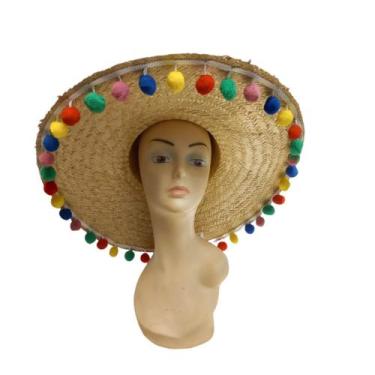 Imagem de Chapéu Sombreiro Mexicano De Palha C Bolinhas - Fantasias Radicais