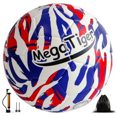 Imagem de Bola de futebol de grafite tamanho 5, couro PU impermeável, bola de fósforo oficial, com bomba e agulhas (vermelho grafite)