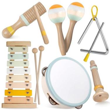 Imagem de Conjunto de instrumentos musicais Brinquedos de madeira Montessori par