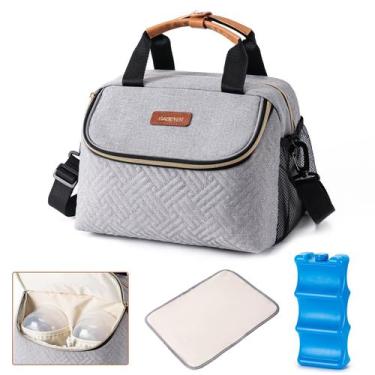 Imagem de Bolsa térmica de leite materno BABEYER Grey com pacote de gelo, 6 garr