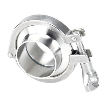 Imagem de 1 conjunto de virola de solda de tubo de flange sanitária de 1,5 pol. - 6-1/10.2 cm + braçadeira tripla + PTFE ou junta de silicone aço inoxidável SUS SS 304 tribraçadeira (51 mmOD64mm)