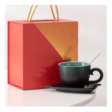 Imagem de URGDWEKJY Caneca de viagem design de estilo simples com colher copo de água de grande capacidade conjunto de três peças com padrão floral caneca de café reutilizável xícara de café (D)