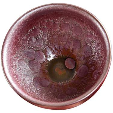 Imagem de Xícara de chá tigela de chá japonesa óleo gota esmalte Jianzhan xícara de chá, tigela de chá de cerâmica artesanal tradicional, coleção doméstica Kung Fu Teaware, pacote de presente (cor