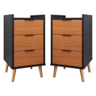 Imagem de Kit 2 Mesas De Cabeceira Retrô Mesinha Decorativa Quarto Casal - Toni 