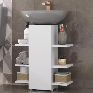 Imagem de Gabinete Armário De Banheiro Para Pia De Coluna Branco - MULTIMOVEIS