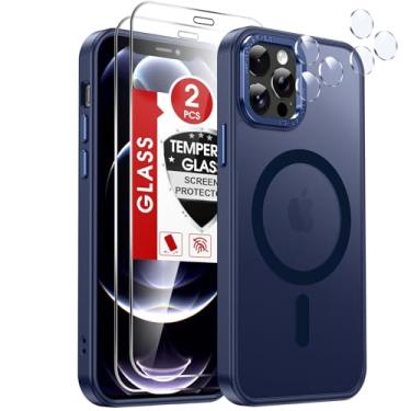 Imagem de LeYi Capa de celular para iPhone-12-Pro-Max Azul: [Protetor de tela X2+ Capa de câmera X2] Capas para iPhone 12 Promax compatíveis com Magsafe Funda para i 12Pro Max, proteção magnética resistente