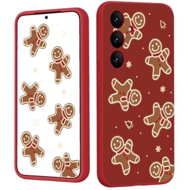 Imagem de COBATREE Capa de telefone de Natal para Samsung S24, capa fosca vermelha de Natal com amortecedor de homem de gengibre capa macia à prova de choque para Samsung S24 15.5 cm - Gingerbread Man