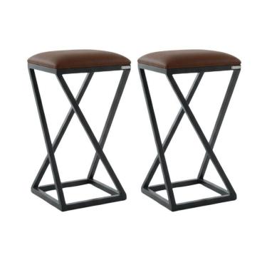 Imagem de Conjunto 2 Banquetas De Cozinha Industrial Marrom