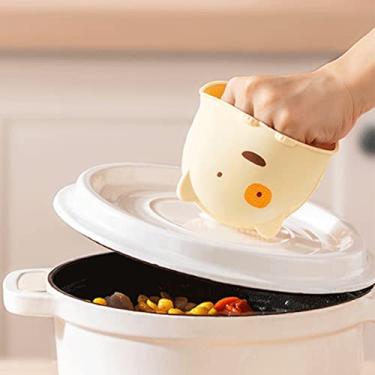 Imagem de Mini luvas de forno de silicone, luvas de cozinha resistentes ao calor com aderência antiderrapante, design de desenho animado