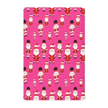 Imagem de Qilmy Lençóis de berço de Natal de Papai Noel e Quebra-Nozes, macio e respirável, de microfibra elástica, lençol com elástico para meninos e meninas, miniberço, 99 x 68,5 cm, capa de colchão infantil