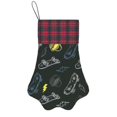 Imagem de SKKNT Estampa de skate grafite meias de Natal animais de estimação decoração de natal cães gatos árvore decoração doce presente conveniente