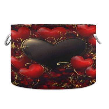 Imagem de JUZIHAI Caixa de armazenamento grande para o Dia dos Namorados, cesto de roupa suja dobrável à prova d'água com alças de corda de algodão para organização doméstica no quarto, banheiro e carro