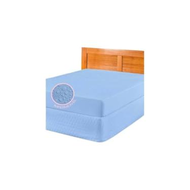 Imagem de Capa Protetora para Colchão Solteiro com Elástico, Anti Ácaro, Azul, 100% Polipropileno, 88x188x18cm, 150g